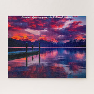 Lake McDonald Glacier Park.Christmas Greetings Jigsaw Puzzle