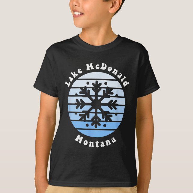 Lake Mcdonald Montana Snowflake Christmas Winter S T-Shirt (Front)