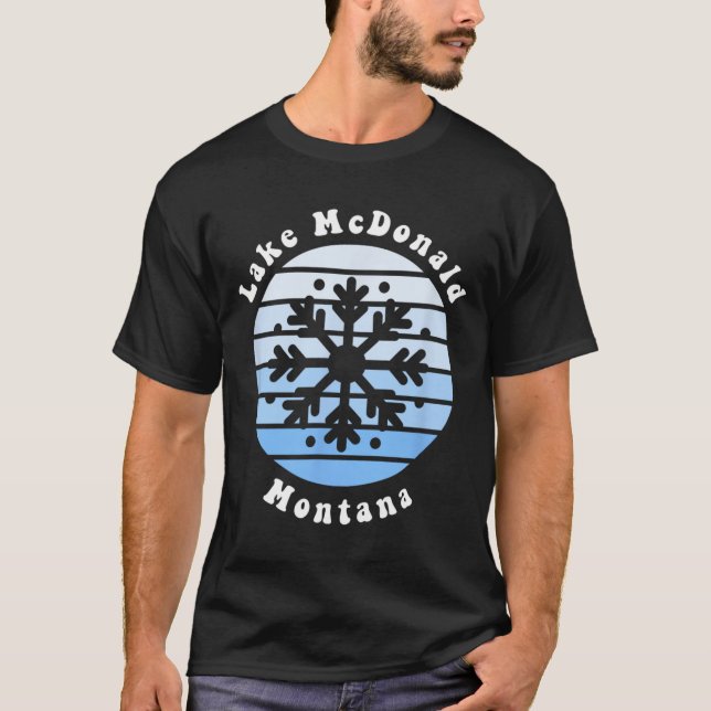 Lake Mcdonald Montana Snowflake Christmas Winter S T-Shirt (Front)