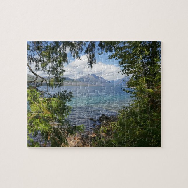 Lake McDonald Through Forest Frame Jigsaw Puzzle (Horizontal)