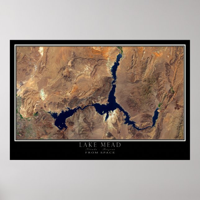 Lake Mead Nevada - Arizona Satellite Poster Map (Front)