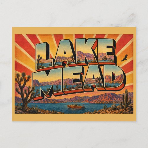 Lake Mead Nevada Desert Oasis Mountain Art Postcard