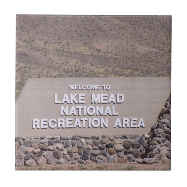 Lake Mead Recreational Area Sign Ceramic Tile (Front)