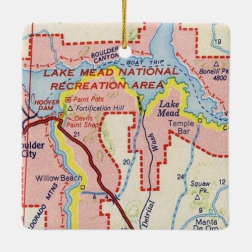 Lake Mead Vintage Map Ceramic Ornament