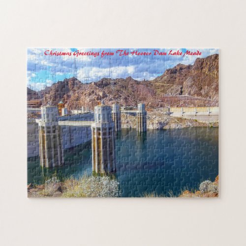 Lake Meade Hoover Dam Christmas Greetings Jigsaw Puzzle