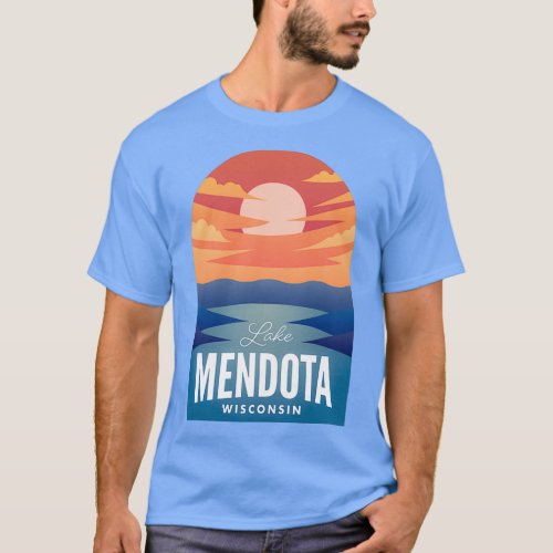 Lake Mendota WI Retro Sunset  T_Shirt