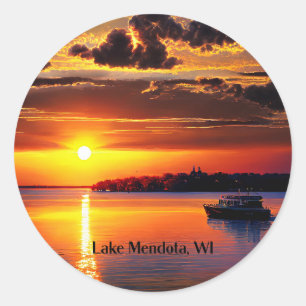 Lake Mendota, Wisconsin sunset Classic Round Sticker