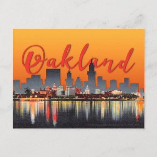 Lake Merritt Oakland California sunset postcard