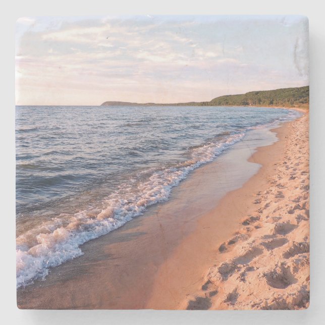 Lake Michigan and Good Harbor Stone Coaster (Front)