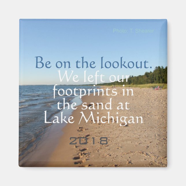 Lake Michigan Beach Dated Travel Fridge Magnet (Front)
