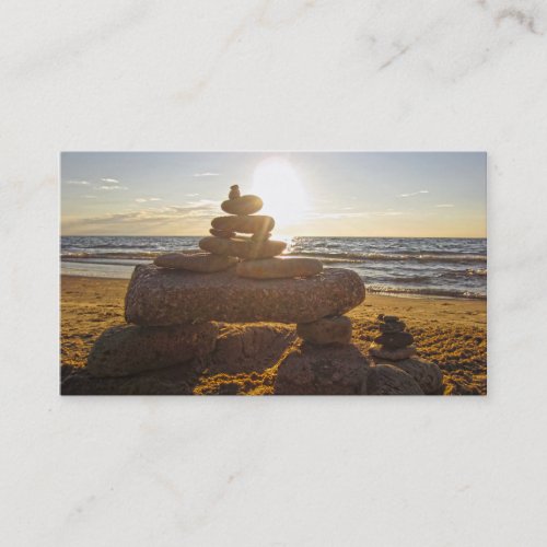 Lake Michigan Beach Rocks Stacked Business Card