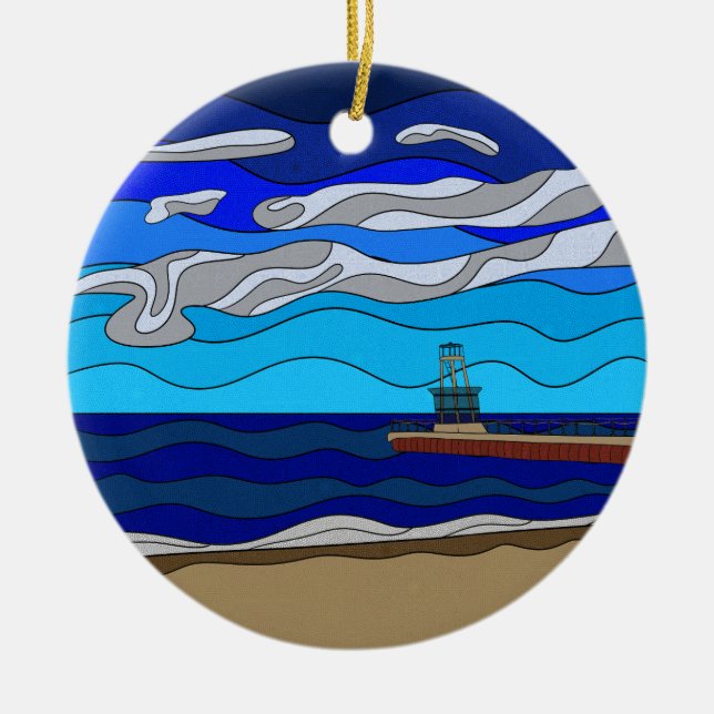 Lake Michigan - Ceramic Ornament (circle) (Front)