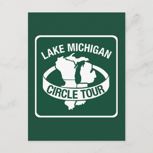 Lake Michigan Circle Tour Sign Wisconsin USA Postcard