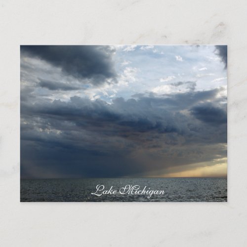 Lake Michigan Cloudy Stormy Weather Postcard