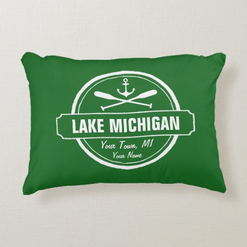 Lake Michigan custom town name anchor paddles Decorative Pillow