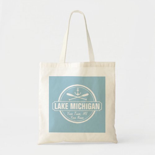 Lake Michigan custom town name anchor paddles Tote Bag