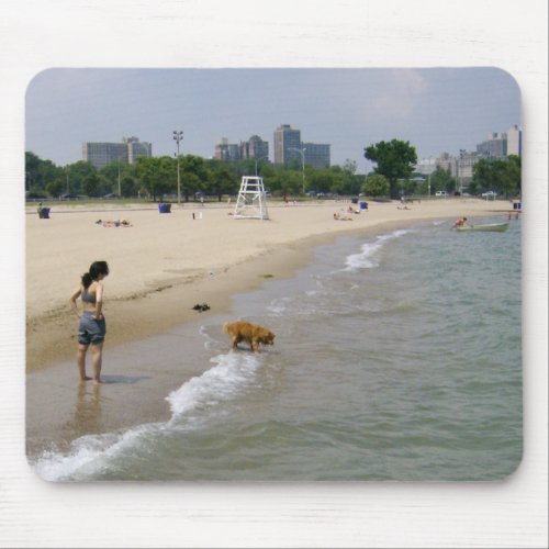 Lake Michigan dog in water mousepad