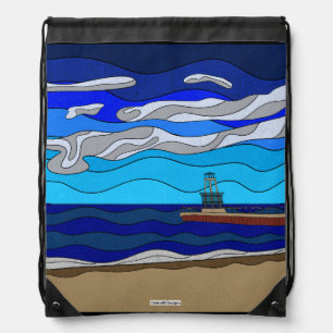 Lake Michigan - Drawstring Backpack