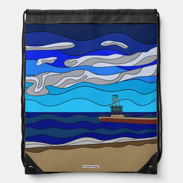 Lake Michigan - Drawstring Backpack (Front)