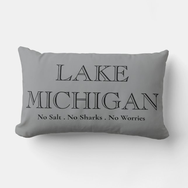 Lake Michigan Great Lake State Lumbar Pillow (Front)