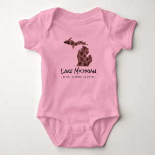 Lake Michigan - humor - Petoskey stone design Baby Bodysuit