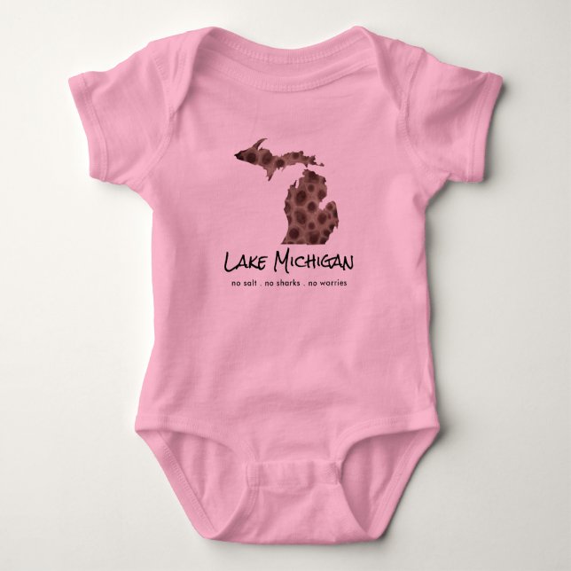 Lake Michigan - humor - Petoskey stone design Baby Bodysuit (Front)