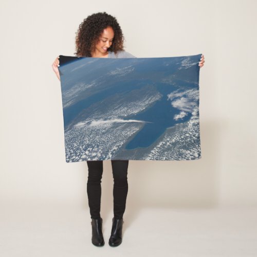 Lake Michigan Lake Huron And State Of Michigan Fleece Blanket