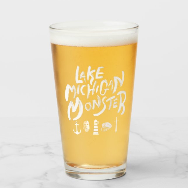 Lake Michigan Monster Beer Glass (Front Filled)