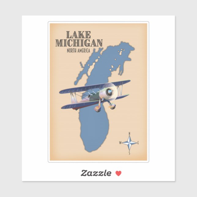 Lake Michigan North America map Sticker (Sheet)