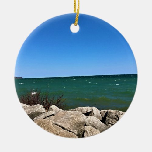 Lake Michigan Port Washington WI Ceramic Ornament