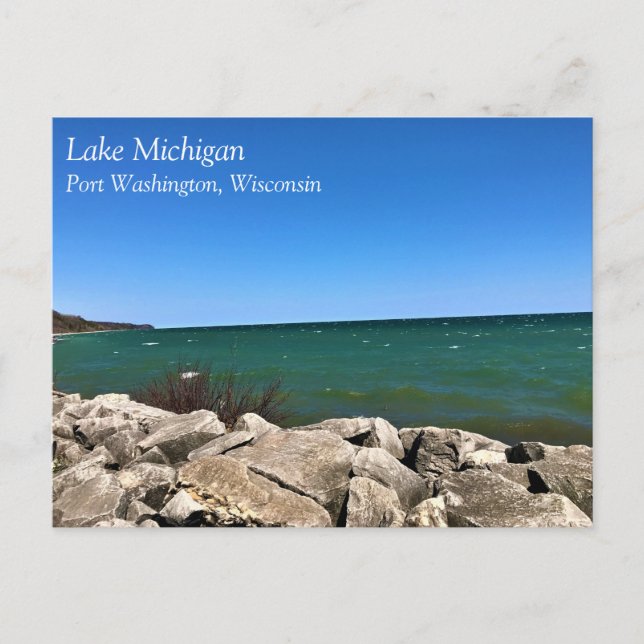 Lake Michigan, Port Washington, WI Postcard (Front)