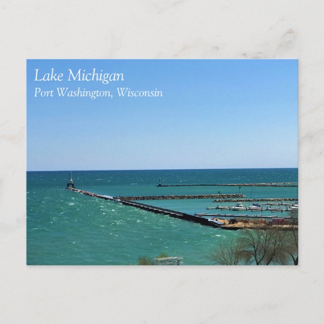 Lake Michigan, Port Washington, WI Postcard (Front)
