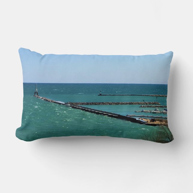 Lake Michigan, Port Washington, Wisconsin Lumbar Pillow (Front)