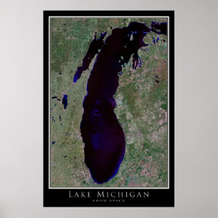 Lake Michigan Satellite Poster Map