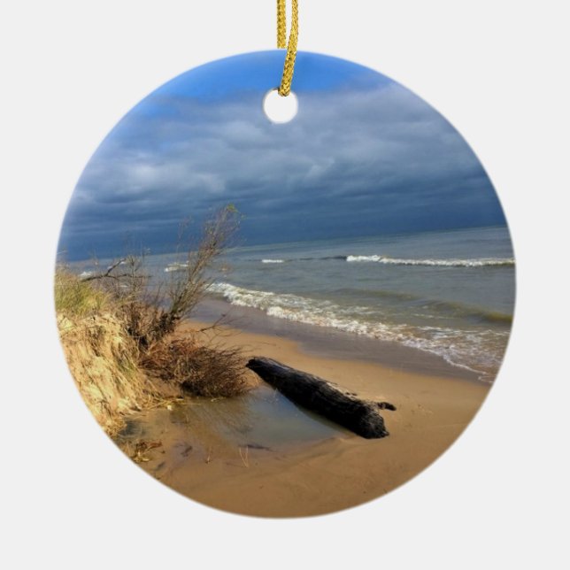 Lake Michigan, Sheboygan, Wisconsin Ceramic Ornament (Front)