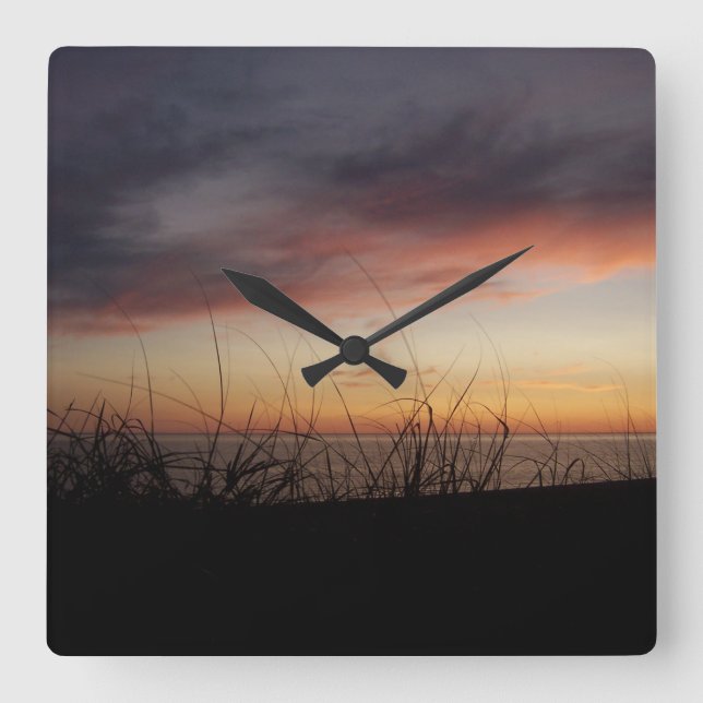 Lake Michigan Sunset Acrylic Wall Clock (Front)