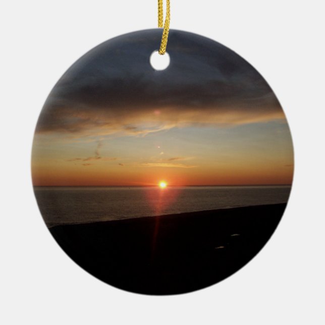 Lake Michigan Sunset Ceramic Ornament (Front)