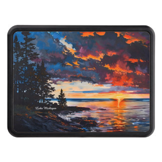 Lake Michigan Sunset Nature Landscape Design Hitch Cover
