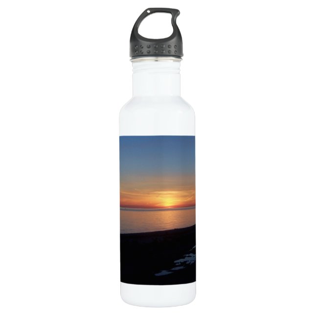 Lake Michigan Sunset Stainless Steel Water Bottle (Front)