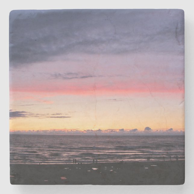 Lake Michigan Sunset Stone Coaster (Front)