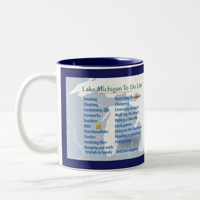Lake Michigan To Do List Two-Tone Coffee Mug (Left)