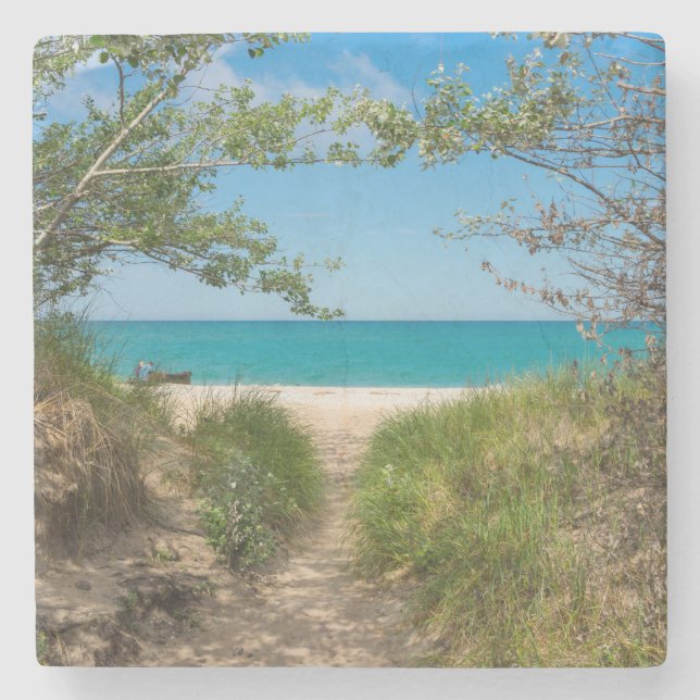 Lake Michigan Tranquility Stone Coaster (Front)