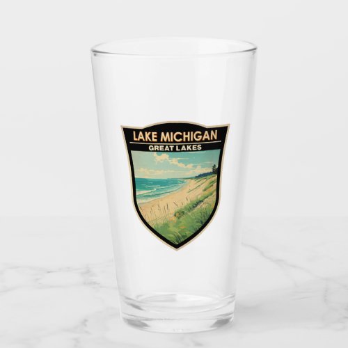 Lake Michigan Travel Art Vintage Glass