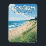 Lake Michigan Travel Art Vintage Magnet<br><div class="desc">Lake Michigan vector art design. Lake Michigan is one of the five Great Lakes of North America. It is the second-largest of the Great Lakes by volume.</div>