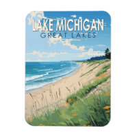 Lake Michigan Travel Art Vintage