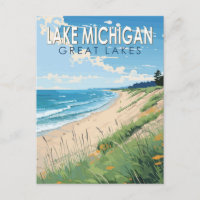 Lake Michigan Travel Art Vintage
