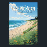 Lake Michigan Travel Art Vintage Poster<br><div class="desc">Lake Michigan vector art design. Lake Michigan is one of the five Great Lakes of North America. It is the second-largest of the Great Lakes by volume.</div>