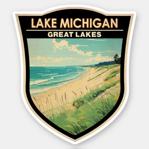 Lake Michigan Travel Art Vintage Sticker