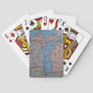 Lake Michigan, UP, WI, MI map in Chinese Poker Cards