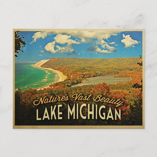 Lake Michigan Vintage Postcard (Front)